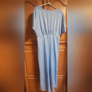 A-line long dress deep v neck